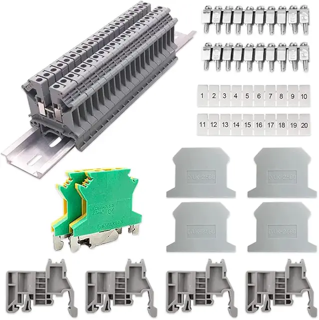 Imagen relacionada con BNGXR Bornes Conexion Electrica, 20 Piezas Conectores Cables Electricos Rapidos Kit, Kit de de Conexión Carril DIN UK-2.5, Regleta de Conectores para Proyectos de Automatización de Bricolaje
