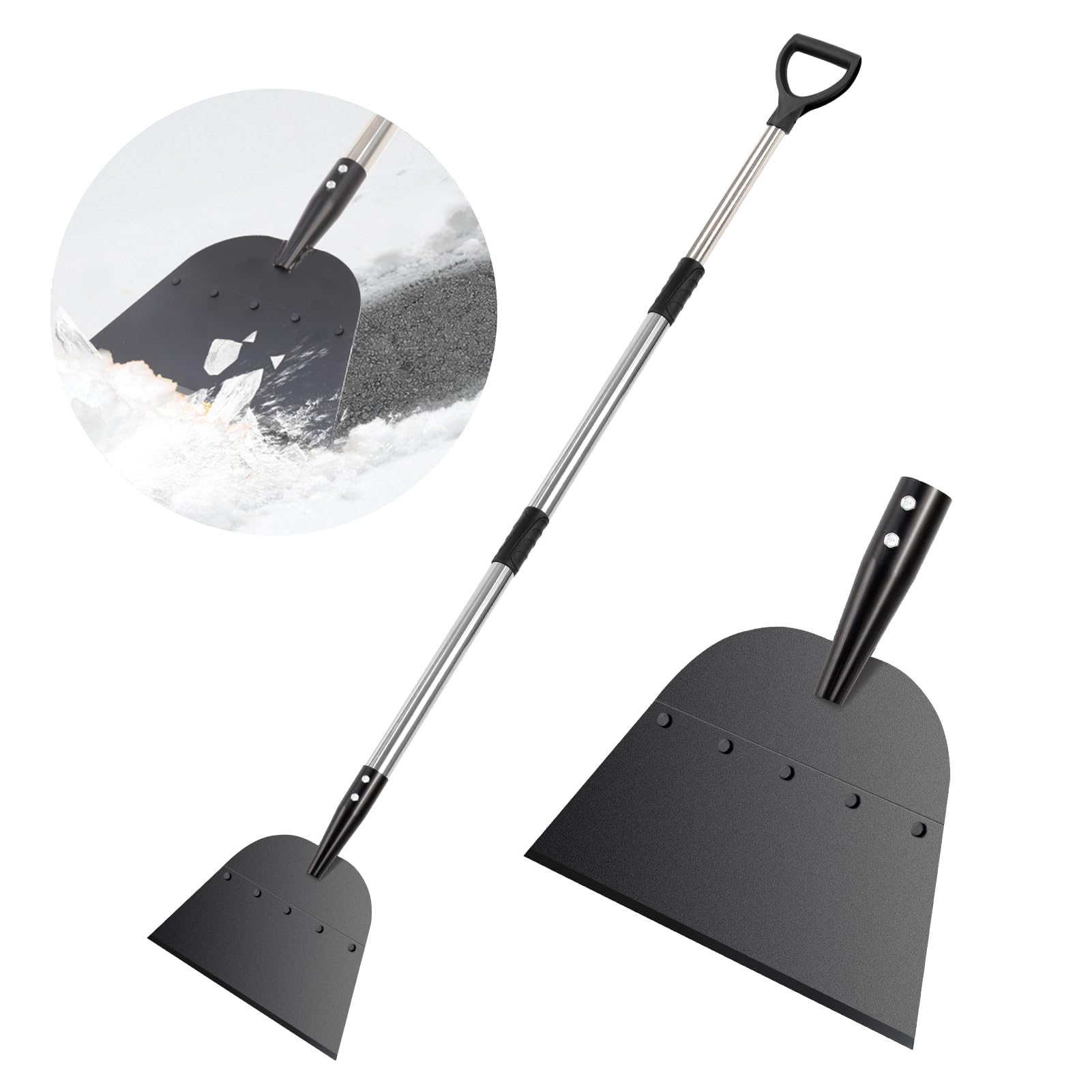 Garden Tools Weed Shovel with Adjustable Handle, Multifunctional Outdoor Garden Cleaning Shovel Scraper, Weed Remover Tool, Heavy Duty Ice Snow Removal Tool
