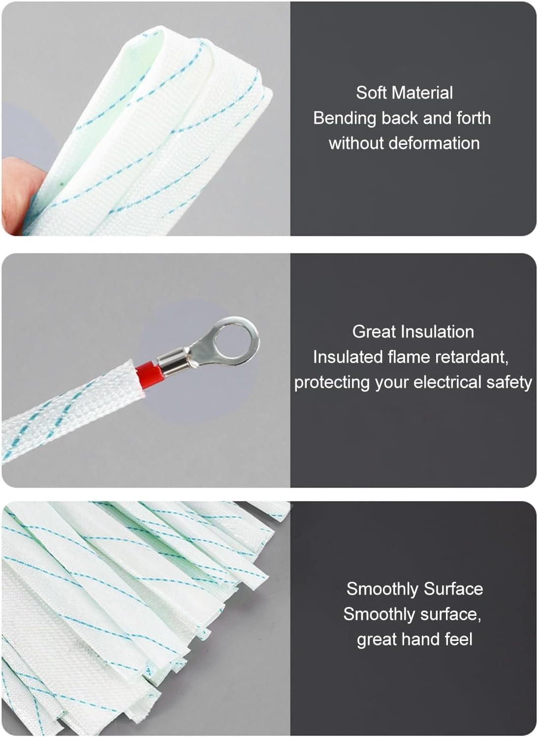 Fiberglass Heat Sleeve Flexible High Temperature Insulation Hose Line Protector for Automotive Electrical Heating Elements Non Alkali Fiberglass 30mm ID 50m Length