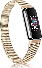 Compatible with Fitbit Luxe Strap for Men and Women, with Stainless Steel Magnet Breathable Metal Mesh Compatible with Fitbit Luxe, Rose Gold