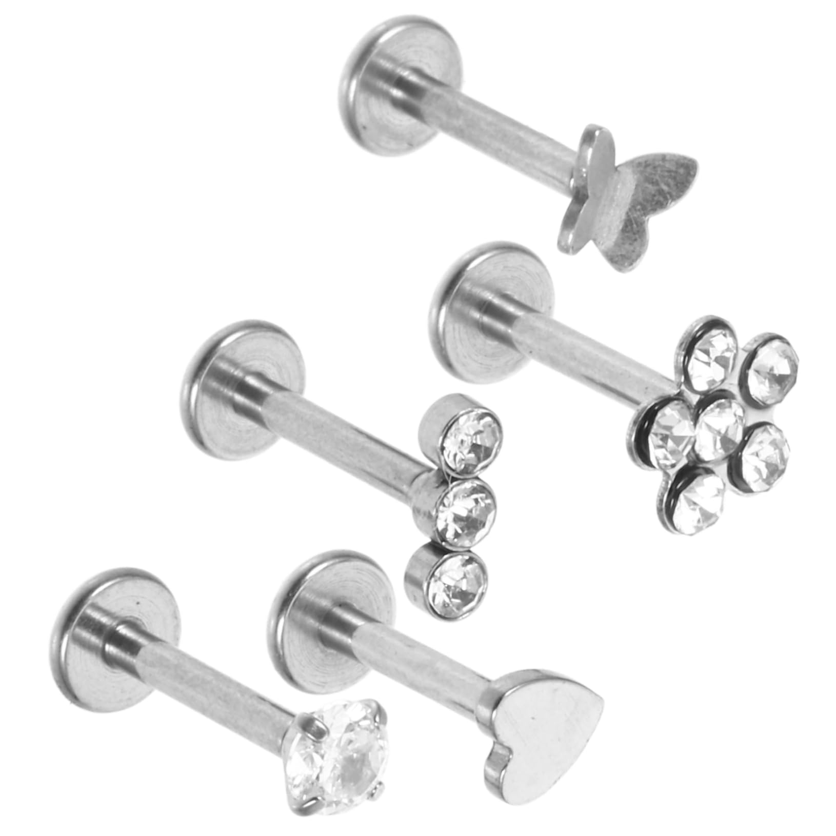 POPETPOP 5pièces Bijoux de Piercing Acier Inoxydable pour Lèvres Nez Labret Tragus et Piercings Dermiques Bijoux de Corps