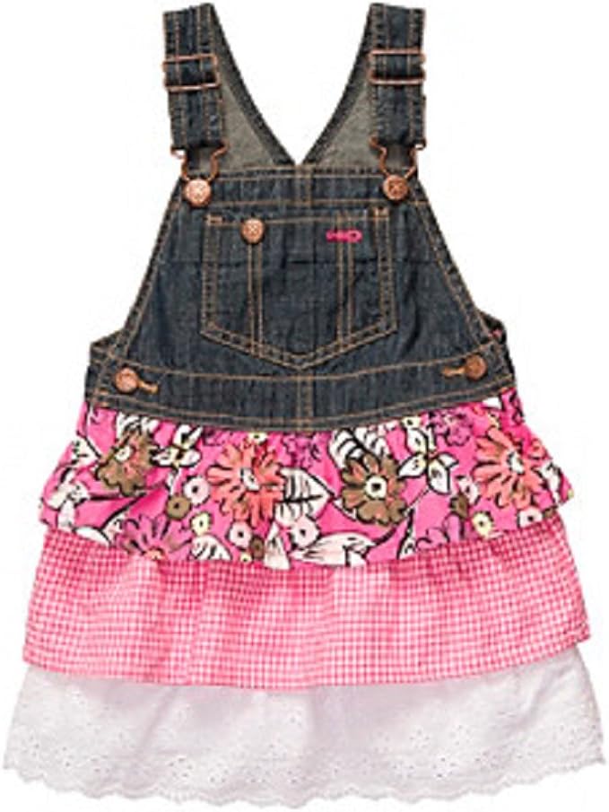 Oshkosh Baby Girls Floral Ruffle Denim Jumper Dress(nb5t