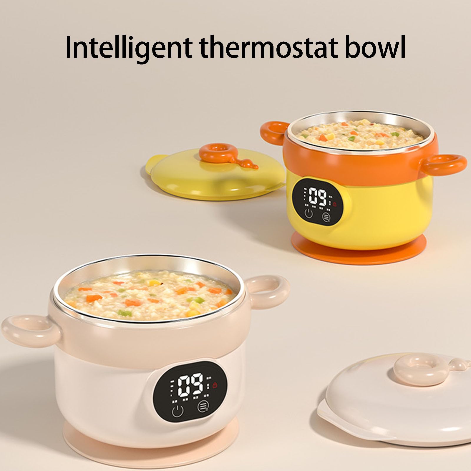 Réchauffeur de nourriture multifonction intelligent bol pour repas d'enfants y compris chauffage automatique et structure étanche bol de chargement portable