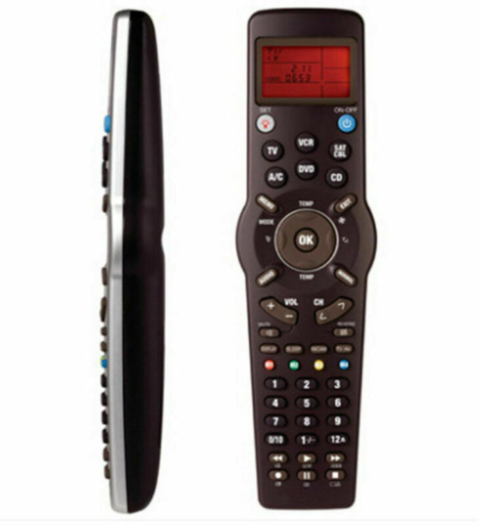 CHICHIYANG Télécommande Universelle 6 en 1 avec Écran LCD et Fonction d'Apprentissage, Matériau ABS pour TV/TXT, DVD, CD, Magnétoscope, SAT/Câble, A/C