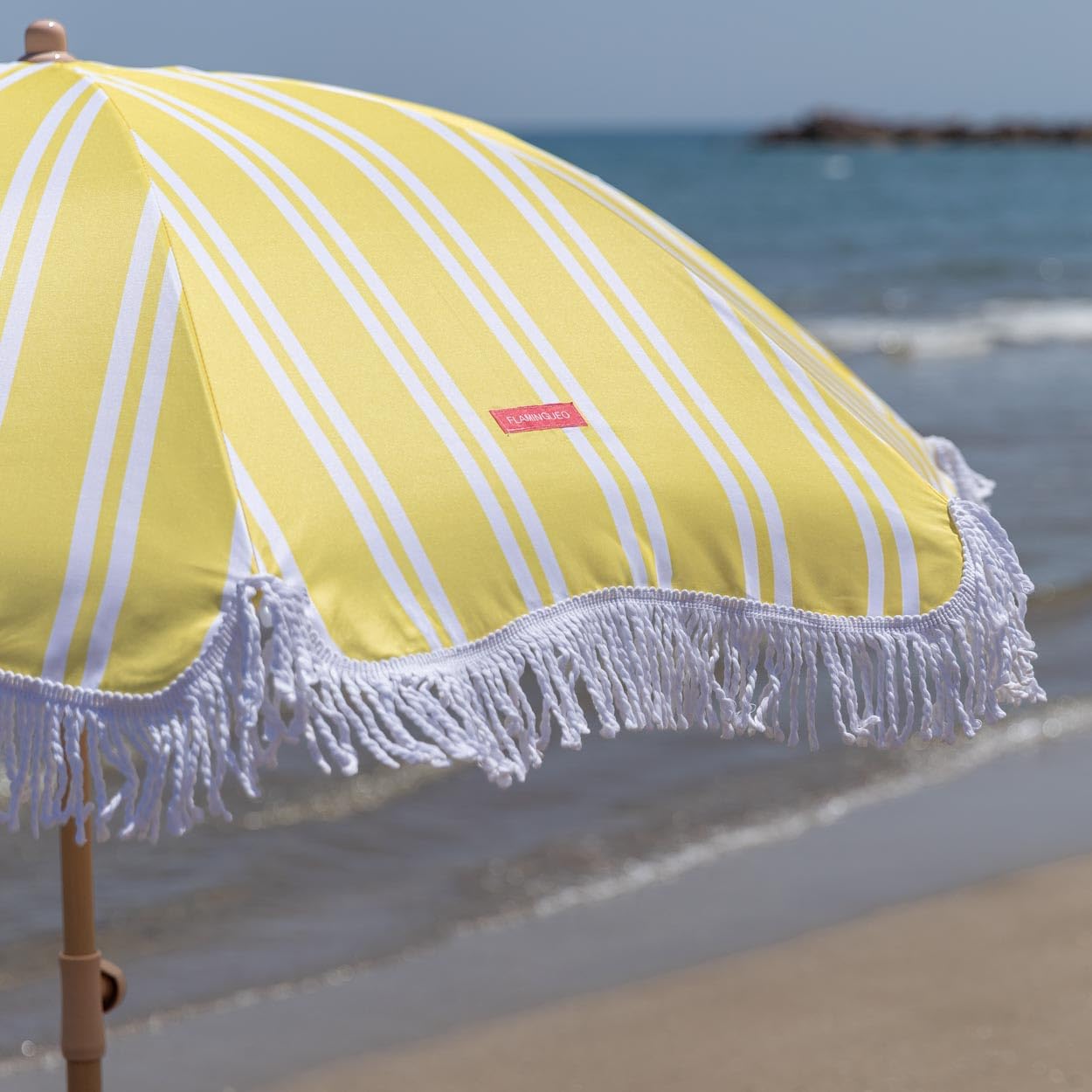 Flamingueo Grand Parasol, Plage, Piscine, Jardin Extérieur, Hauteur et Orientation Réglables, Protection UPF 50+, Polyester, Sac de Transport, 210 x 180 cm
