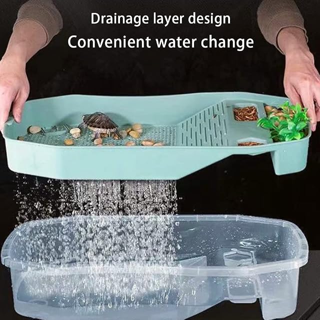 Foto 7 de 8 de CVZQTE Para tortuga, para acuario, terrario con zona para tomar el sol y nadar, ideal para niños