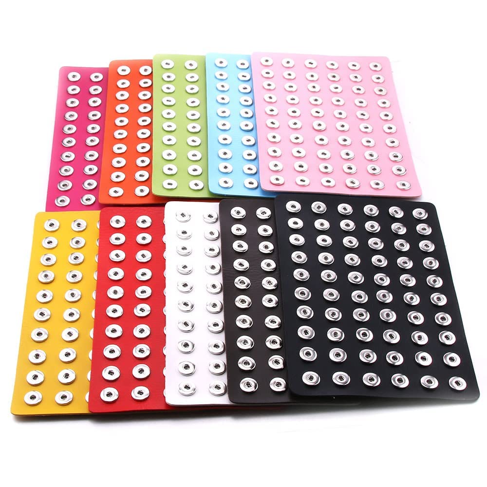 LKLDMLKLDM 18-20mm Snap Jewelry Display Stand Pu Leather Snap Chunk Hold up to 60 Charms (Rose red)