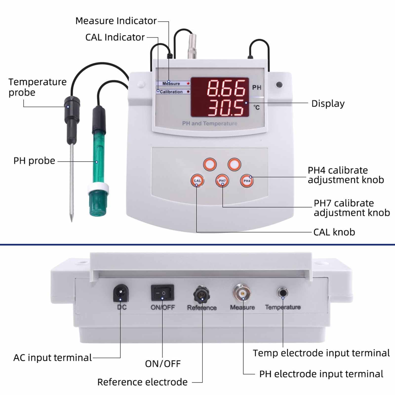 Miernik Laboratoryjny O Wysokiej Dokładności, Laboratoryjny PH-metr Stacjonarny Z Wyświetlaczem LCD, 2-punktowa Automatyczna Kalibracja Pomiaru PH 0,00–14,00, Dokładność ±0,01 PH
