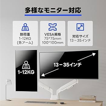 METIYA 省スペースモニターアーム 2画面 ホワイト デュアル Amazon.co.jp: METIYA 省スペースモニターアーム 2画面 ホワイト