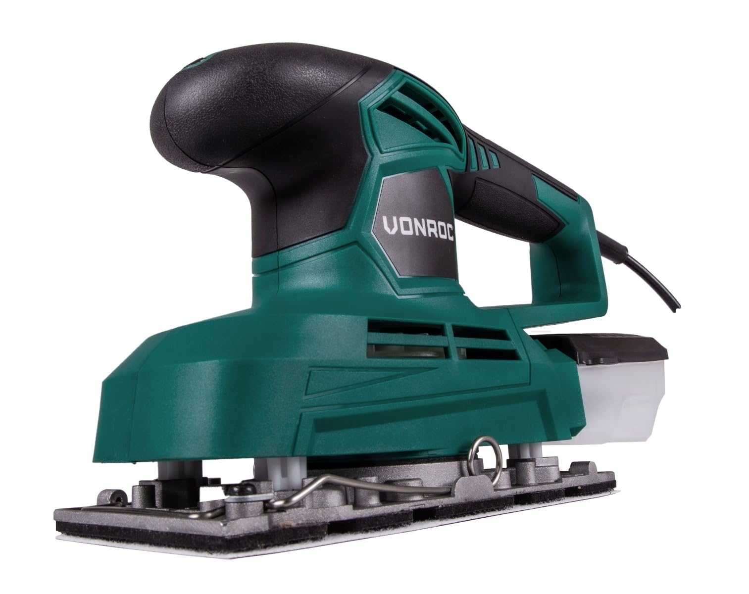 VONROC Levigatrice orbitale 240W - 90x187cm. Include contenitore raccolta polvere e 12 fogli abrasivi (3x G60, 3x G80, 3x G120, 3x G240)