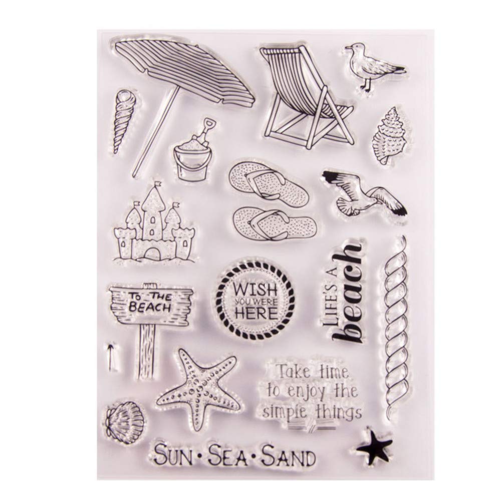arriettycraftEnjoy The Simple Things sea Sand Sun Stamps Rubber Clear Stamp/Seal Scrapbook/Photo Decorative Card Making Clear Stamp