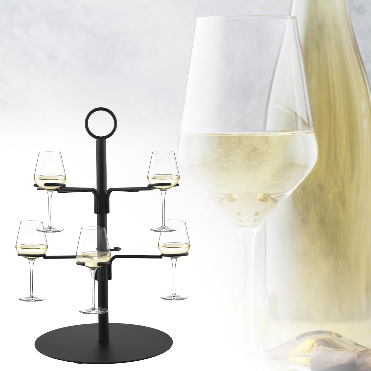 QWORK® Party Getränke Tower Servierbaum für Gin, Cocktail, Martini, Champagner, Wein -Weinglashalter für 8 Gläser