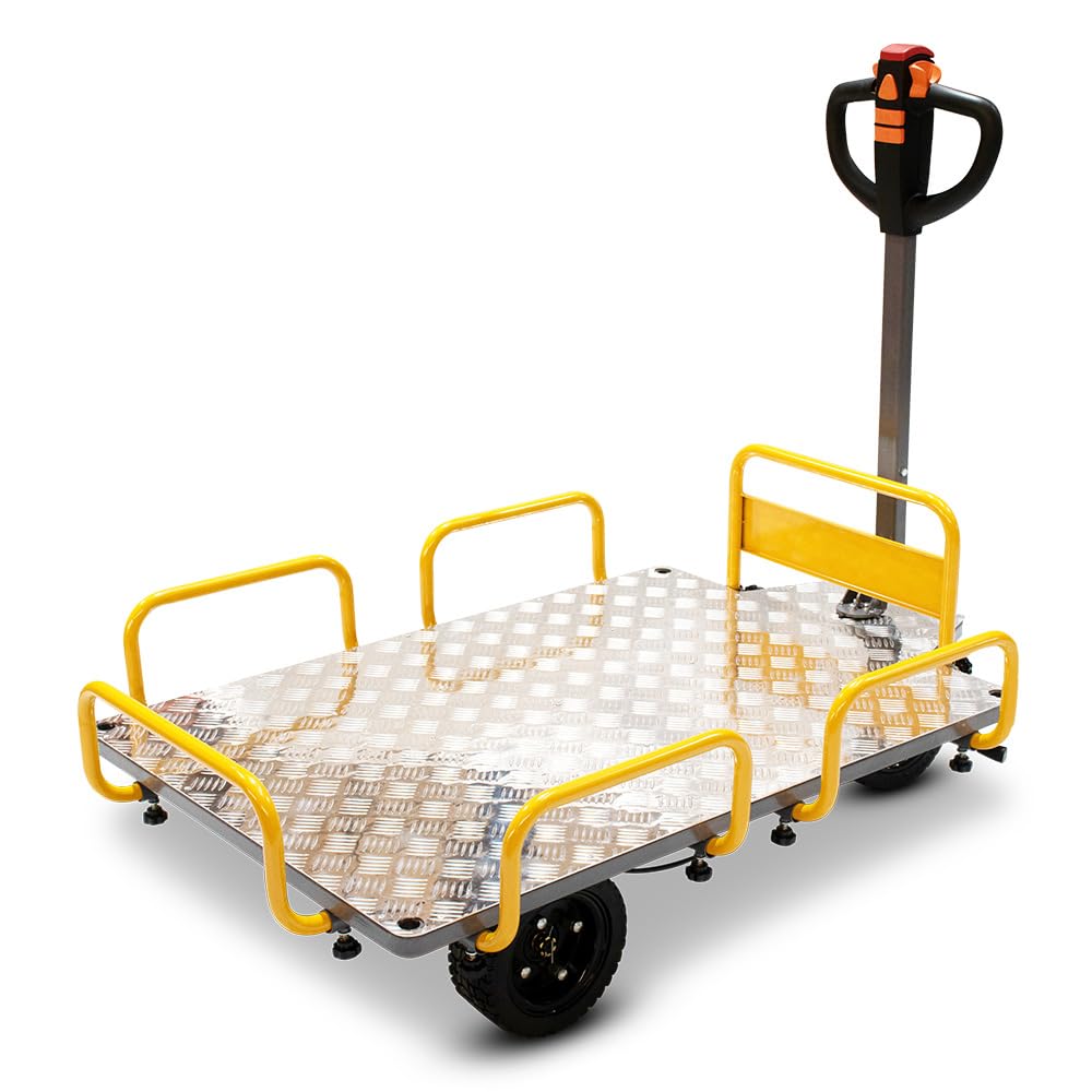 BAMATO Transportwagen MTR-400 | 100% Elektrisch | 400kg Traglast | Elektroantrieb oder Handbetrieb | Bollerwagen Hubwagen Materialtransportwagen