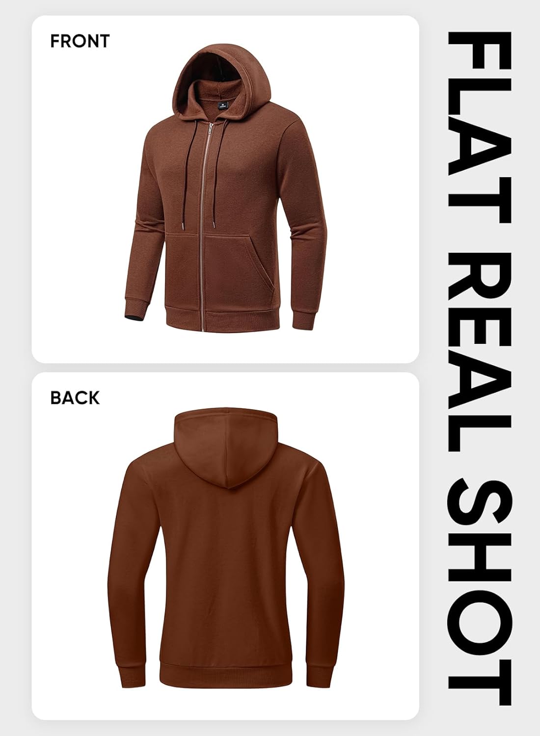 JMIERR Mens Full Zip Casual Cotton Hooded Fleece Drawstring Hoodies Pullover Sweatshirts Casual Long Sleeve Shirts - Image 9