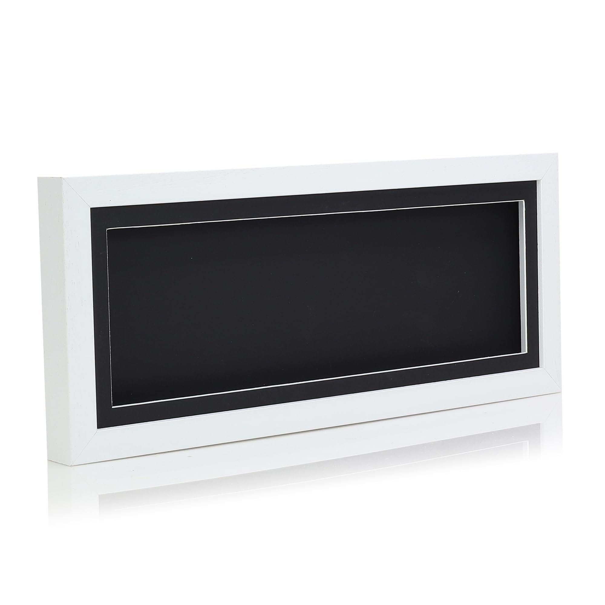 24x12" White Solid Wood 3D Deep Box Picture Frame Display Memory Box With White Mount For Medals Memorabilia Flowers etc