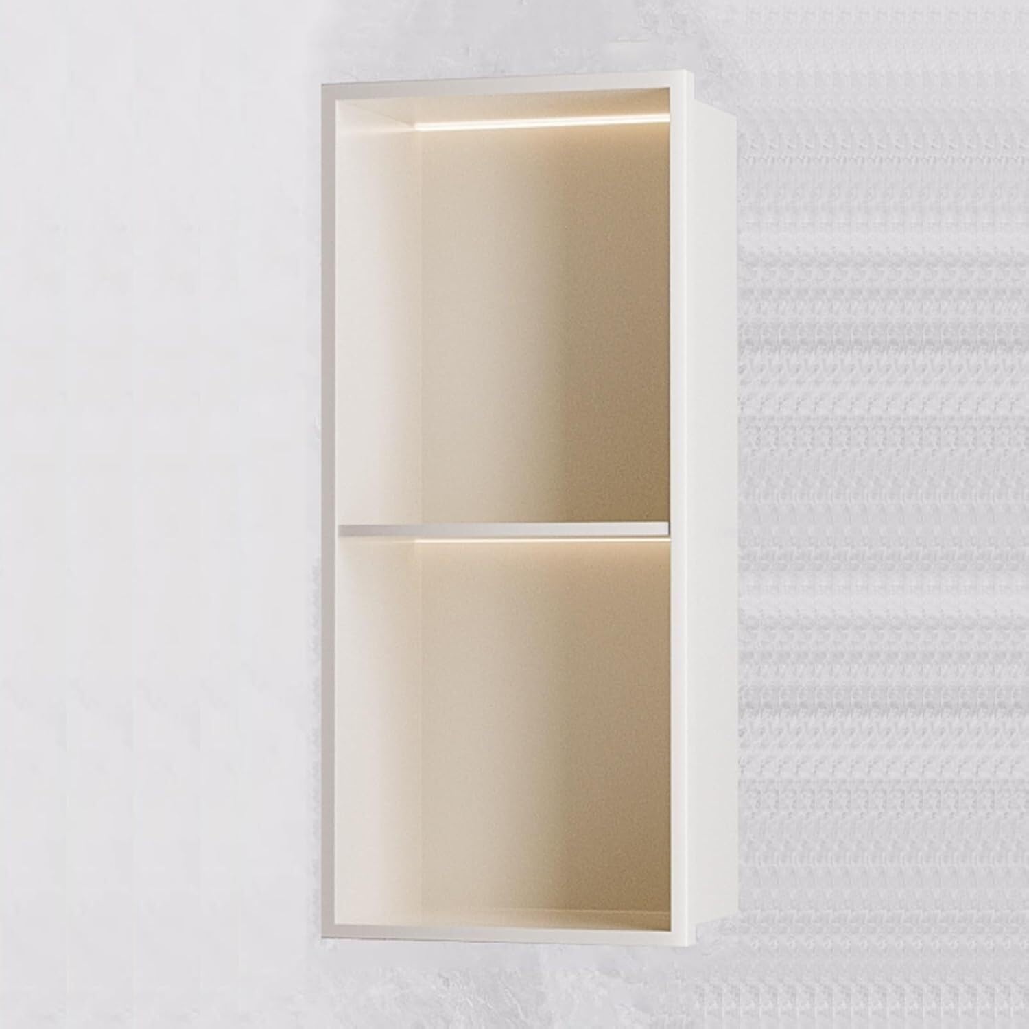 MYUYEE Shower Niche Brushed Stainless Steel, Recessed Stainless Niche For Storag, For Bathroom Toilet Kitchen (Off White 70X28X12.5Cm)