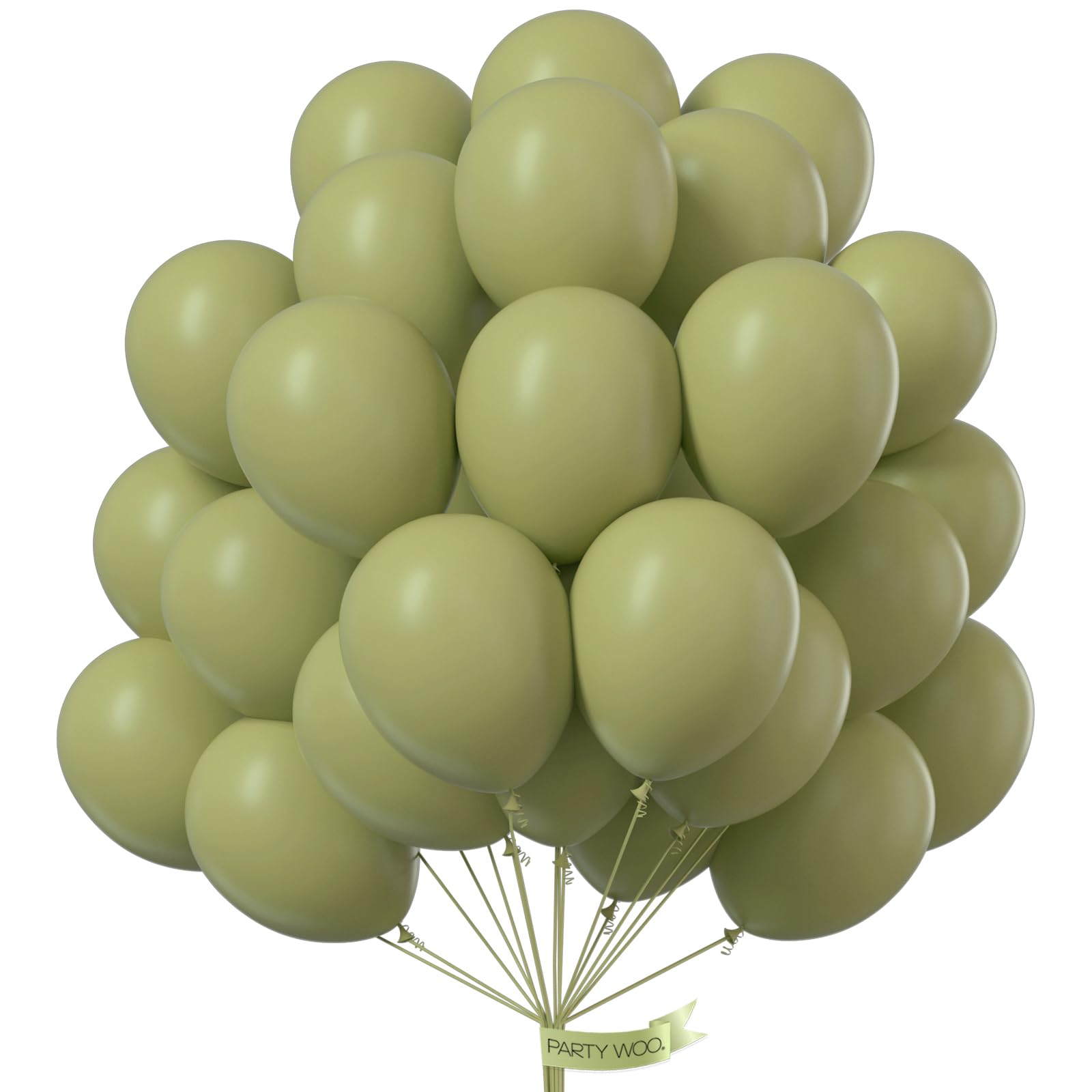 PartyWoo Sage Green Balloons 50 pcs 12 Inch Matte Sage Olive Green Boho Neutral Eucalyptus Latex Helium Balloons for Wedding Baby Shower Gender Reveal