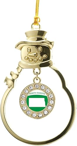 Miniatura 135 de Inspired Silver - Esquema de Virginia Occidental - Adorno de Navidad dorado - Adorno circular para árbol de Navidad con circonita cúbica