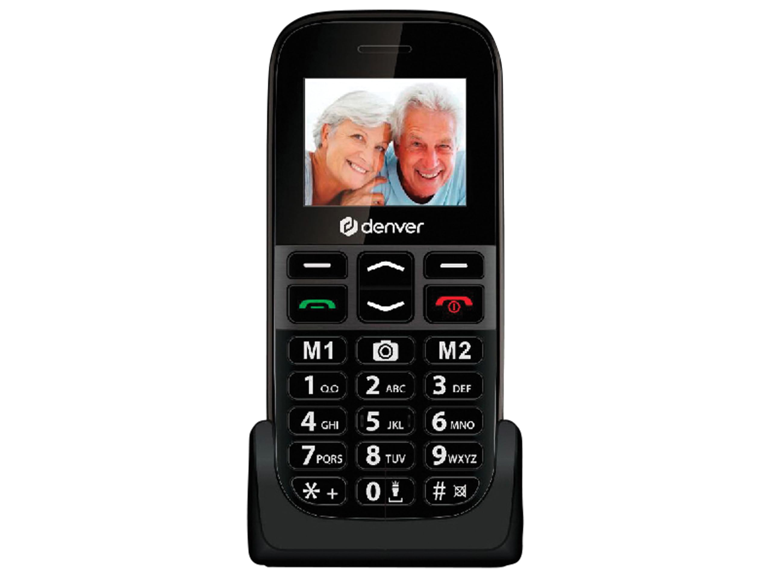 Denver Teléfono Móvil Mayor - Teclas Grandes - Base de Carga - Dual SIM - gsm - Simlock Free - Botón SOS - BAS18500MEB