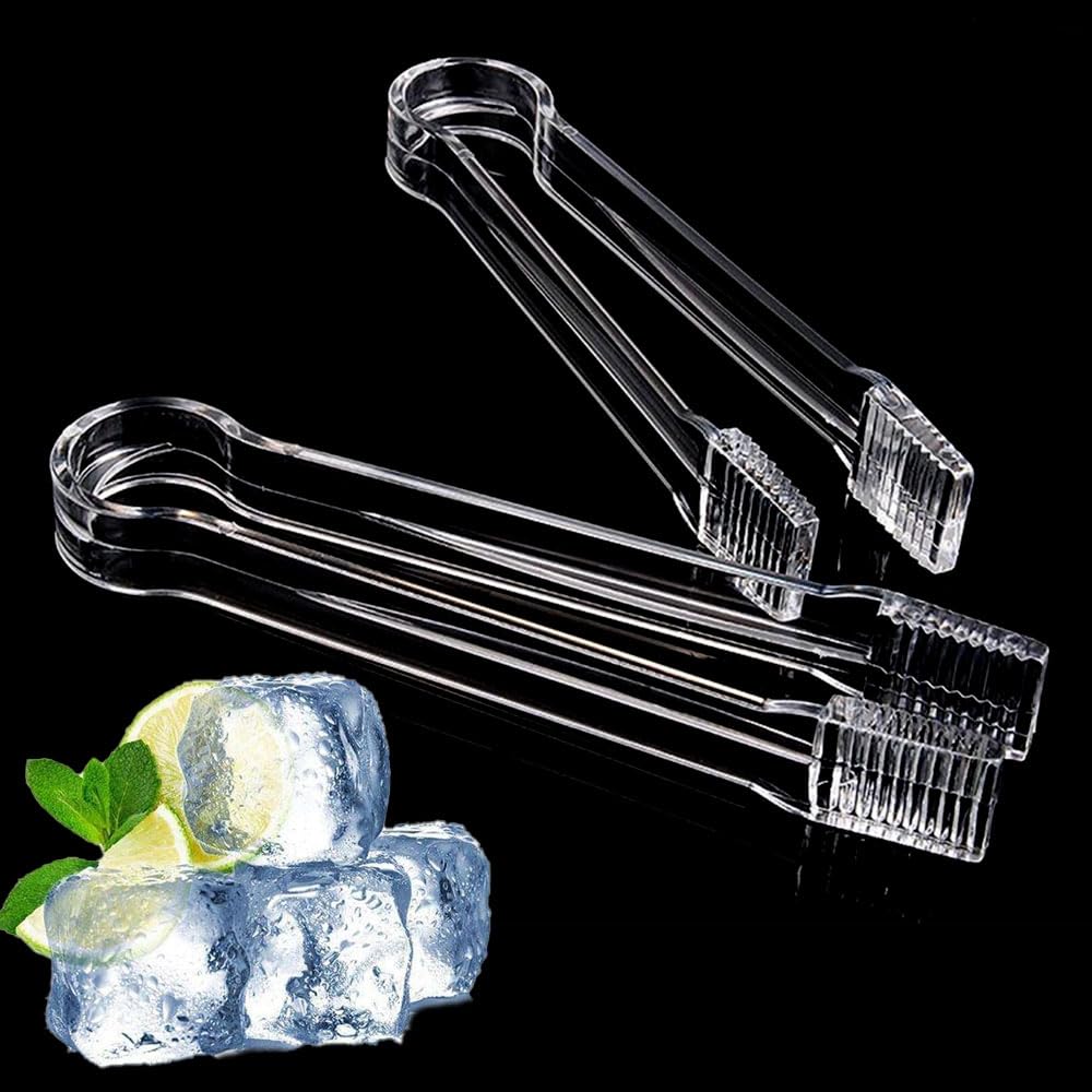Pinzas acrílicas transparentes para servir hielo, bufé, cocina, paquete de 2