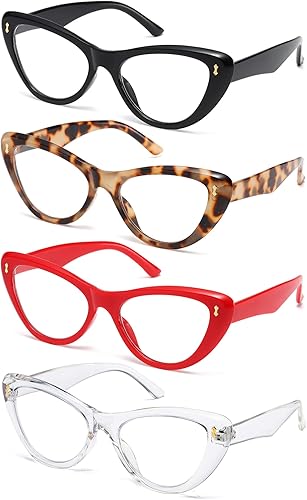 Miniatura 2 de NaNaKo Paquete de 4 lentes de lectura de ojo de gato para mujer, anteojos ligeros de moda
