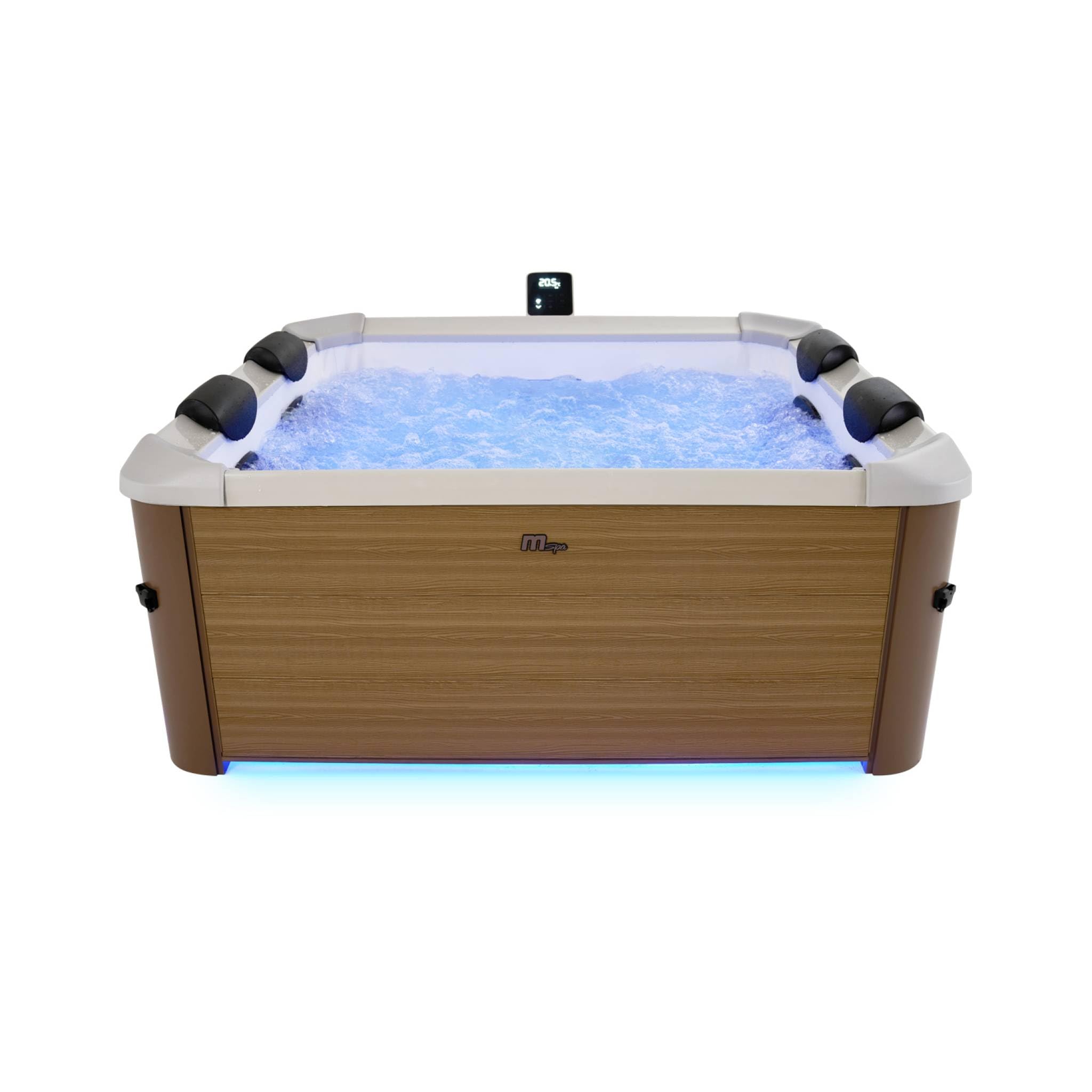 sweeek MSPA - Spa Rigide 6 Places hydromassages. 4 Coussins. Oslo Amber. L 160 x P 160 x H 65 cm. Beige