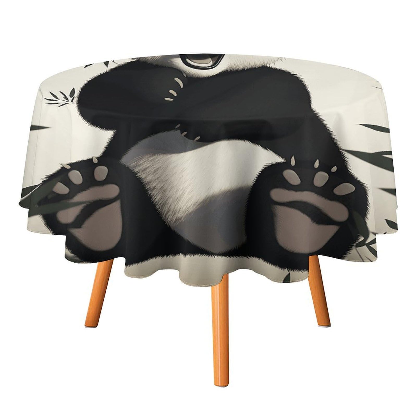 SMAZDFXX Playful Panda Tablecloth for Restaurant, Round Polyester Table Cover 60x60in for Party