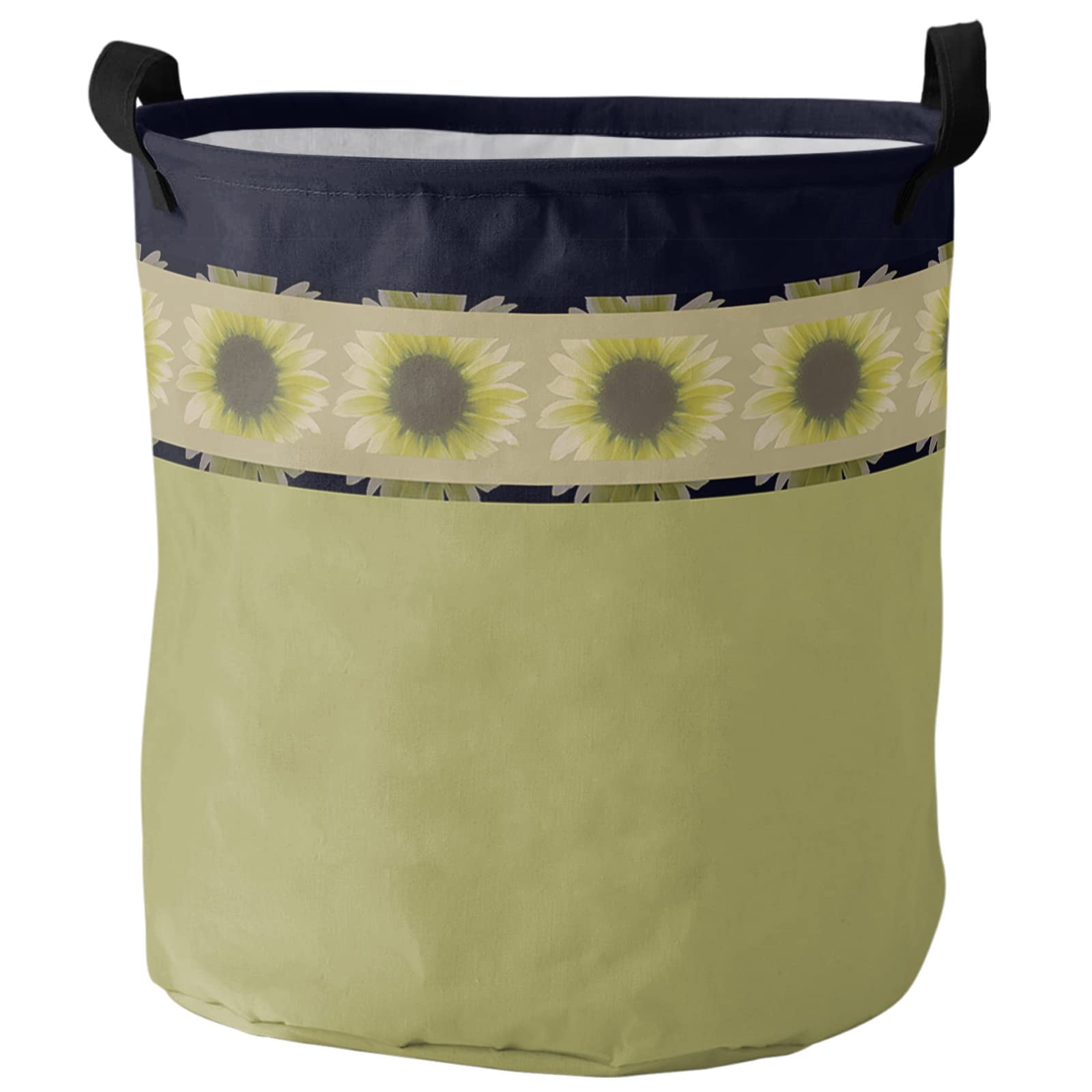 Sunflower Patchwork Storage Bin - Waterproof Oxford Fabric Laundry Hamper, Toy Organizer (50x36 Cm)