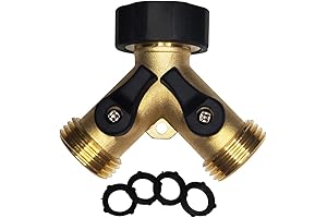 HQMPC 2-Way Brass Garden Hose Splitter with 3/4" GHT Thread Extra for Pressure Washers