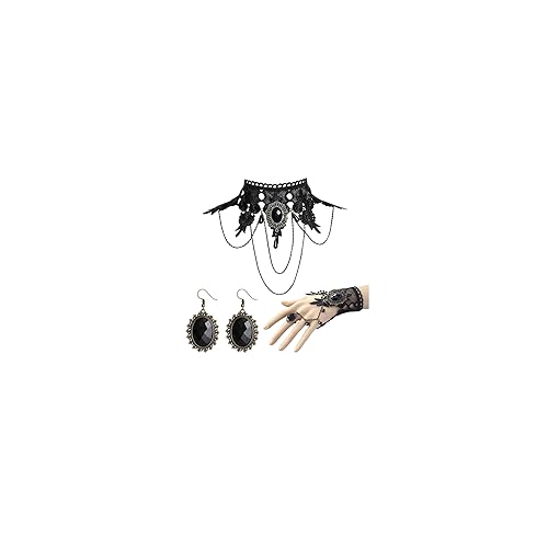 Black Choker Necklaces for Woman Goth Accessories Halloween Necklaces Set Gothic Choker Necklaces for Women Witch Necklace Costume Cosplay Halloween Costumes Accessories Jewelry - Style a