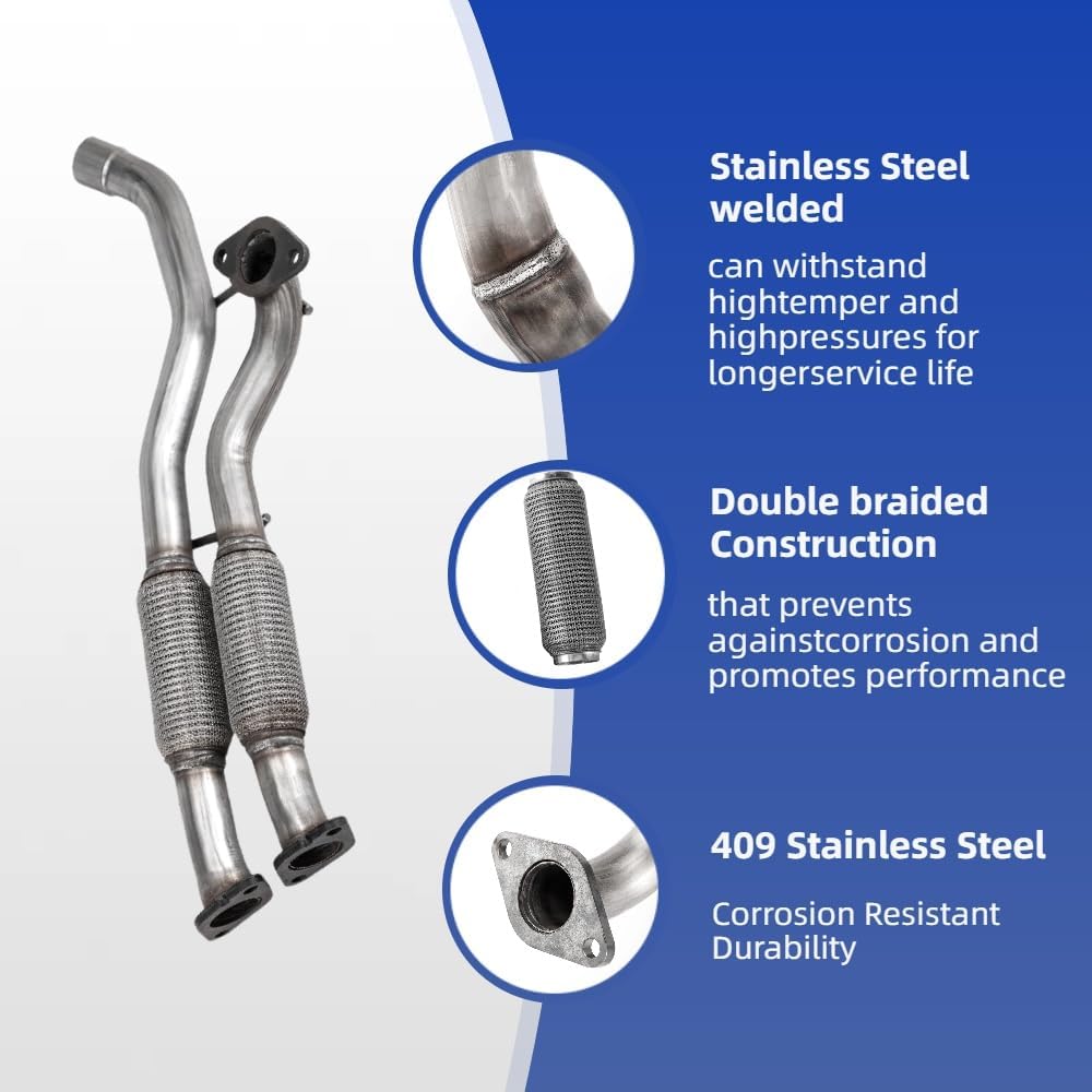 Front Flex Pipe Exhaust Muffler Pipe 2" Inlet (OD) Compatible with 2012-2016 Cadillac SRX 3.6L 73010