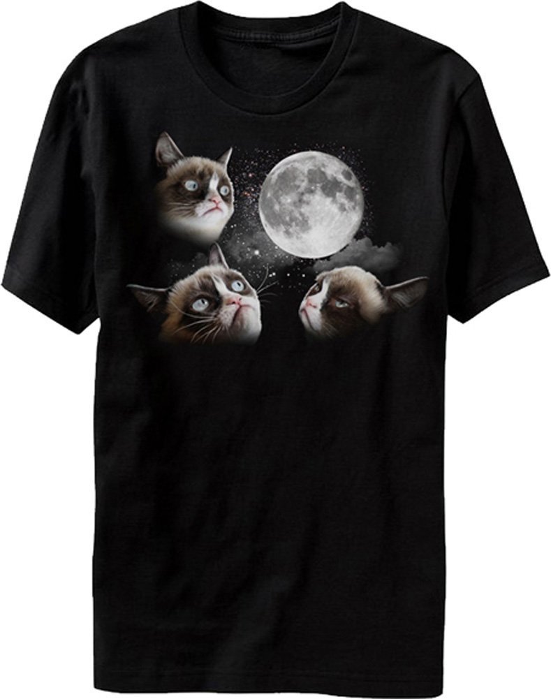 Grumpy Cat - 3 Grumpy Cat Moon - T-shirt Black