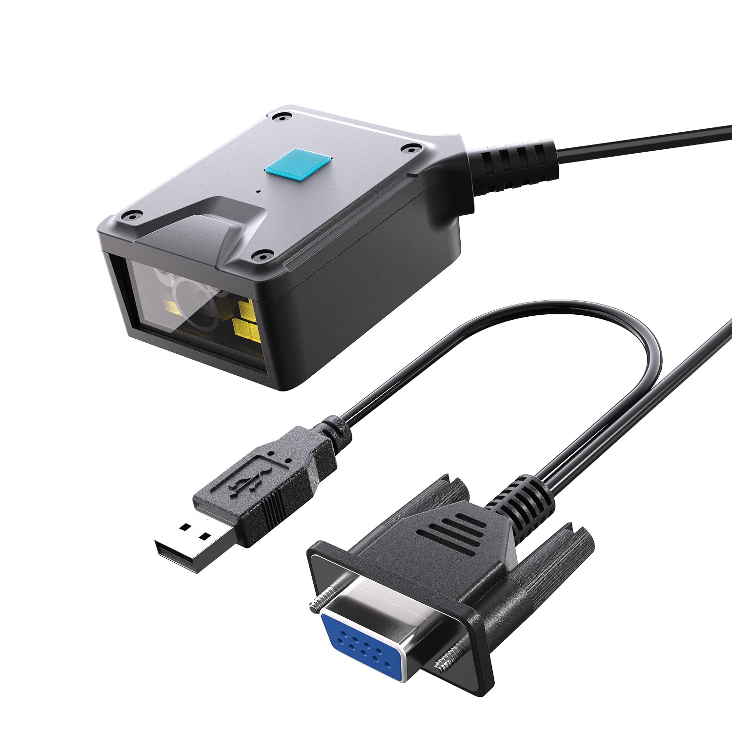 NetumScan RS232 - Scanner di codici a barre cablato per codici 1D/2D industriali POS | Legge PDF417/QR/DataMatrix, compatibile con Windows, Mac, Linux, per convogliatore, magazzino, logistica e cassa NS-91(RS232)
