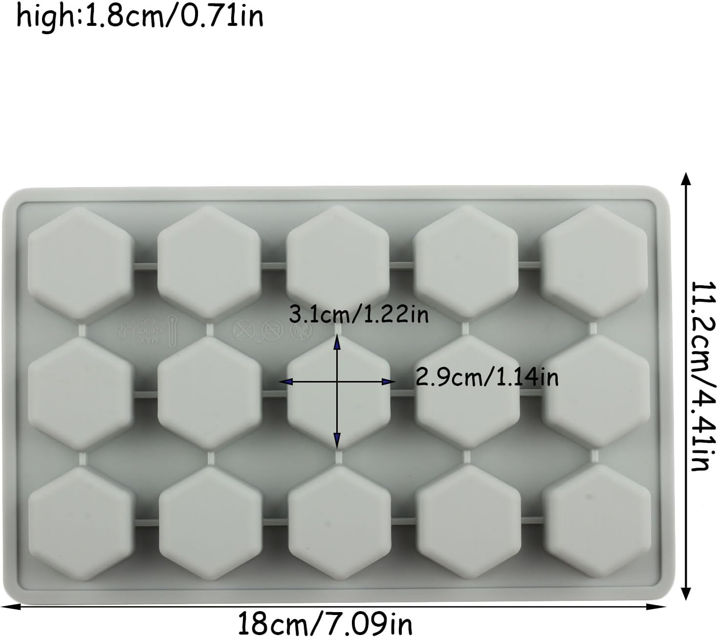 15 Cavity Hexagon Silicone Candy Molds Honeycomb Chocolate Mold For Candy Chocolate Cake Decoration