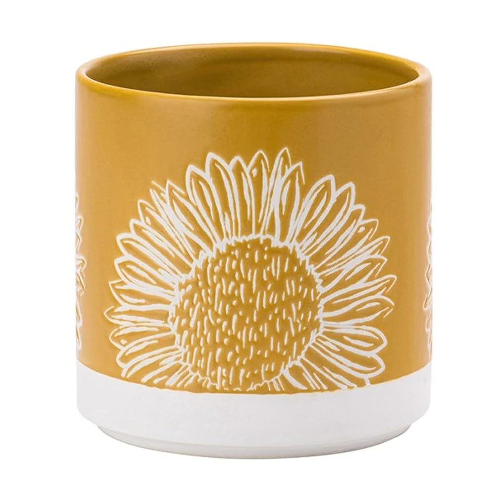 English Tableware Company Artisan Flower Medium Planter – Stoneware Plant Pot | Decorative Round Indoor Planter | English Floral Design | Tabletop Home & Garden Decor