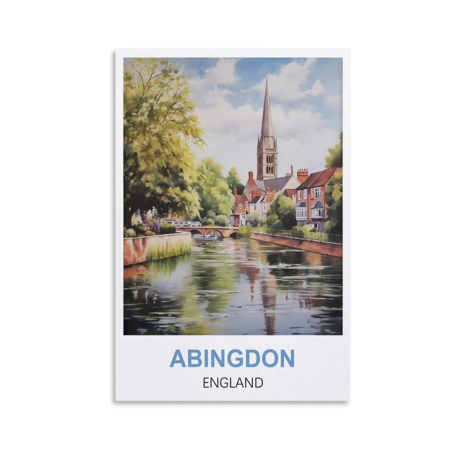 WHCHEEH Abingdon England Vintage Travel Poster 08x12inch(20x30cm) Canvas Art Print Wall Art Decor Picture