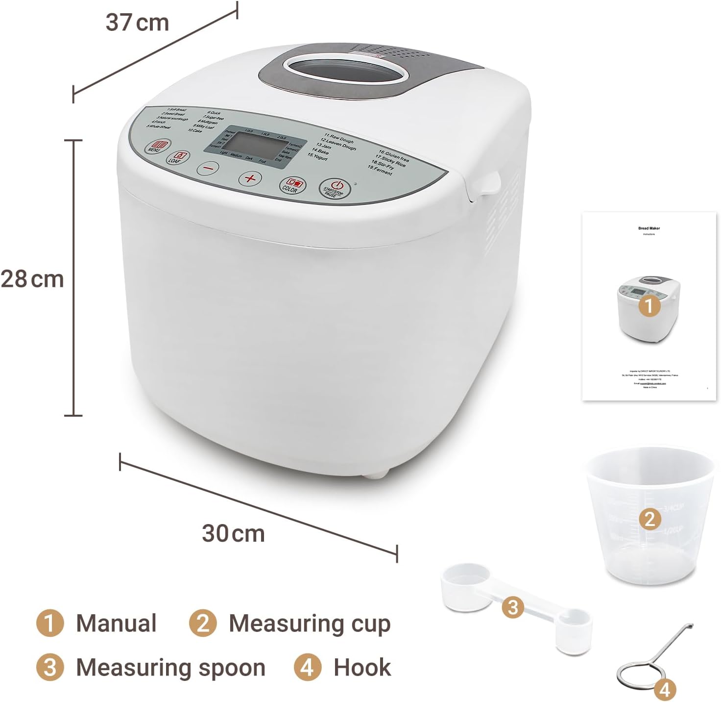 Sotech Domaier Bread Machine Dimensions and Accessories