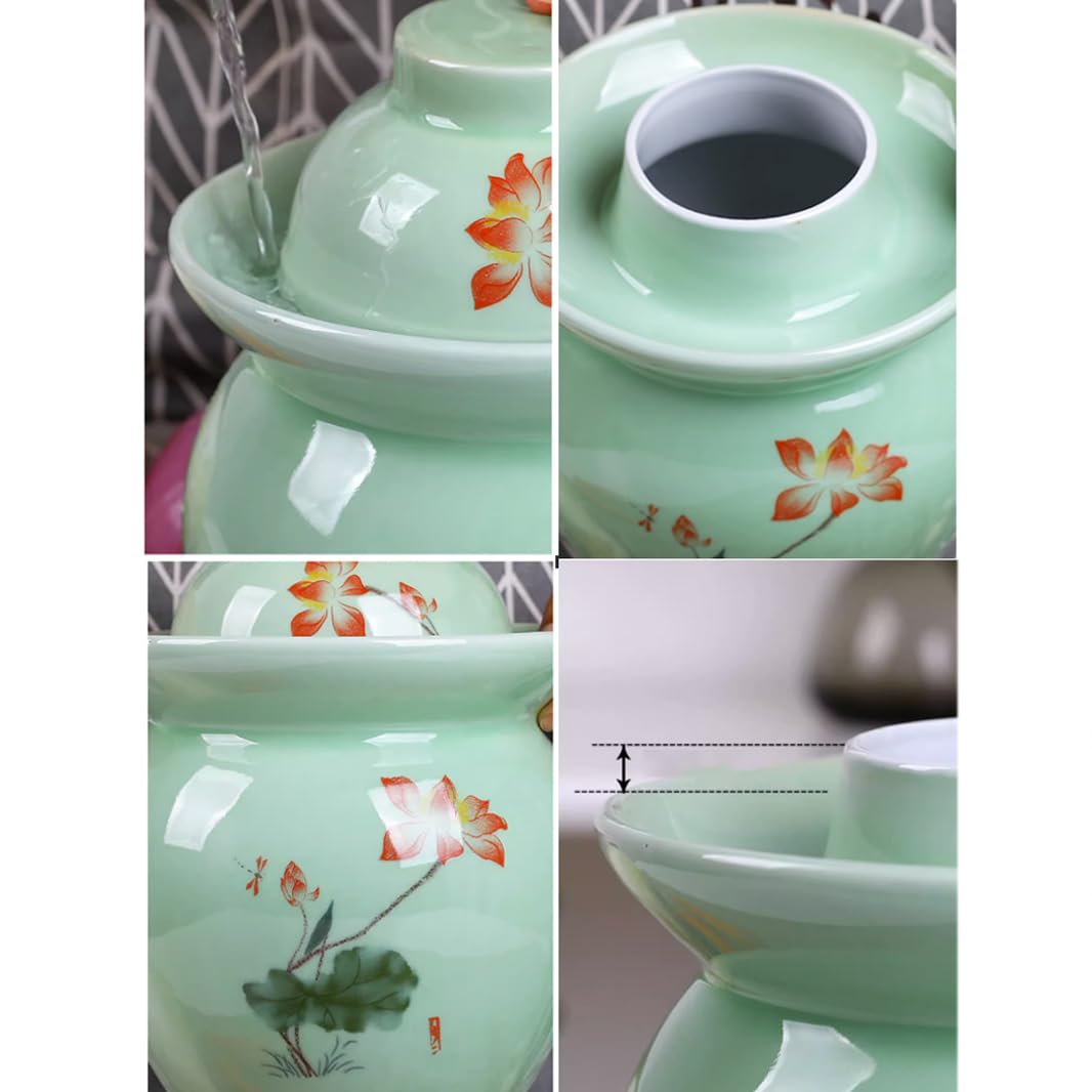 Duży ceramiczny słoik na marynaty z pokrywkami, zielony tradycyjny porcelanowy słoik do marynowania, ceramiczny garnek fermentacyjny z uszczelką wodną pokrywką śluzy powietrznej, garnek z