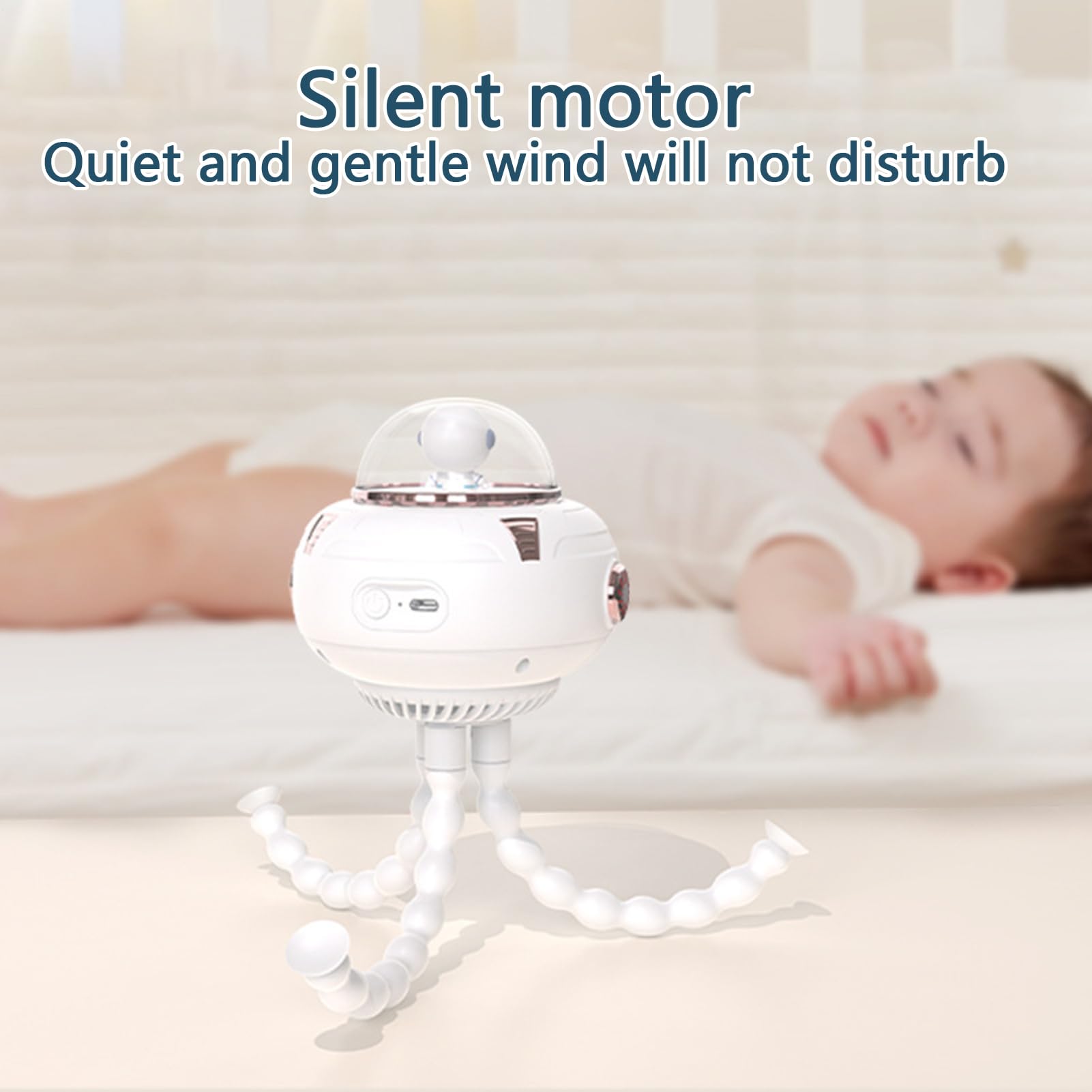 Stroller Fan | Handheld USB Rechargeable Pushchairs Fan with Adjustable Speed | Travel Fans | Octopus Air Cooler for Baby Stroller Bike Bed Travel Car Hospital Camping Desk Beach Nursery Tent