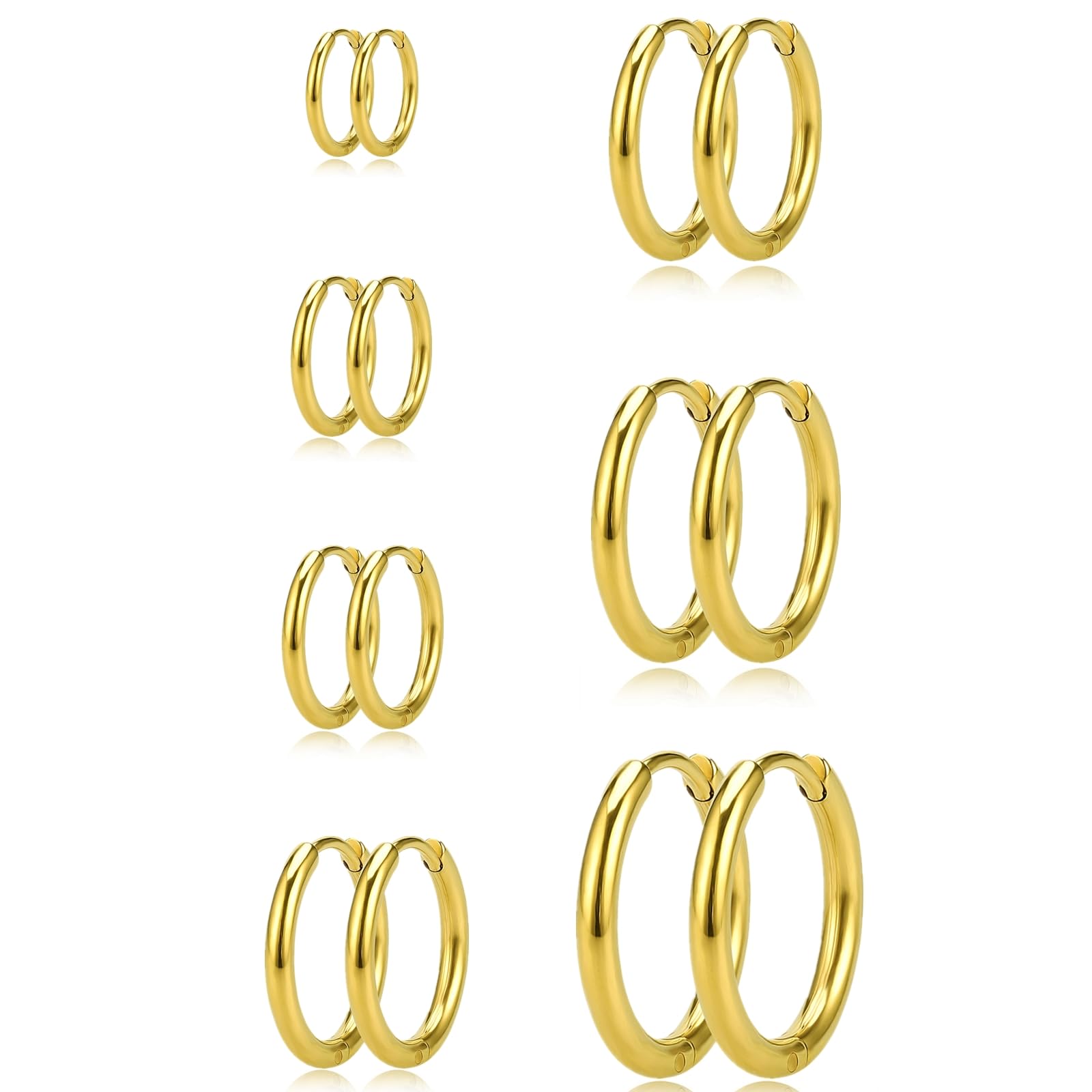 Brogtorl Stud Earrings Silver Gold Black Sets 7Pairs Shiny Diamond Hypoallergenic Surgical Titanium Stainless Steel Rose Gold Silver CZ Stud Earrings Set for Women Men Girls, 2 to 8mm CZ Stud Earrings