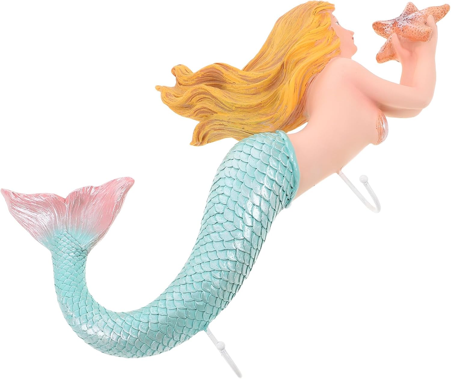 VOSAREA Resin Mermaid Wall Hook Decorative Coat Hanger with Colorful Vintage Nordic Design, Creative Bag and Scarf Holder for Entryway Living Room Bedroom Storage