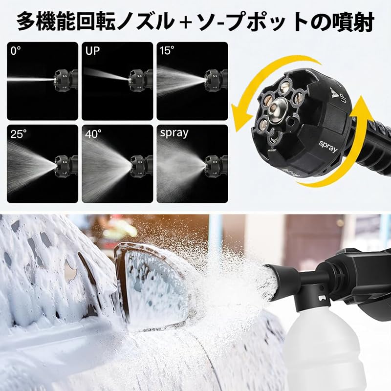 Amazon | 高圧洗浄機 コードレス 充電式 21V 【バッテリー2個付き