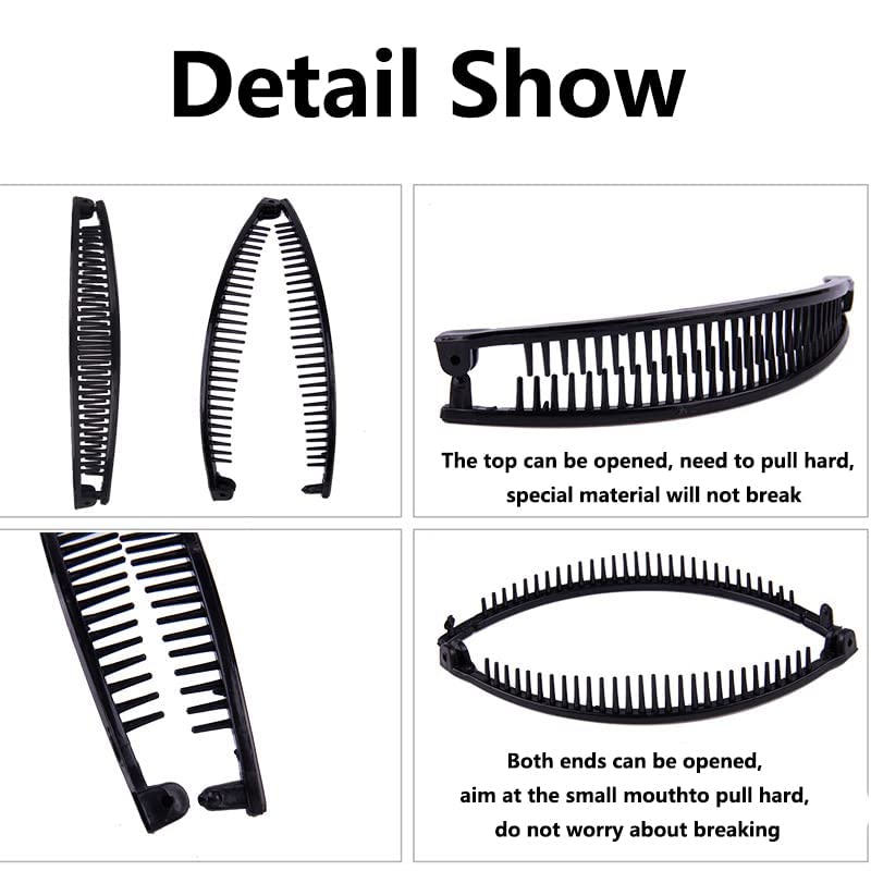 Miniatura 5 de Juego de 6 pinzas de plátano para sujetar el cabello, estilo vintage, pinzas grandes para el cabello gruesas para mujeres, accesorios elegantes para