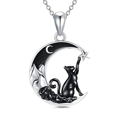 Flpruy Gothic Jewelry Bat Cat Wolf Dragon Owl Fox Spider Sun Pendant Sterling Silver Crescent Moon Necklace for