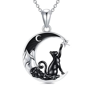 Flpruy Gothic Jewelry Bat Cat Wolf Dragon Owl Fox Spider Sun Pendant Sterling Silver Crescent Moon Necklace for