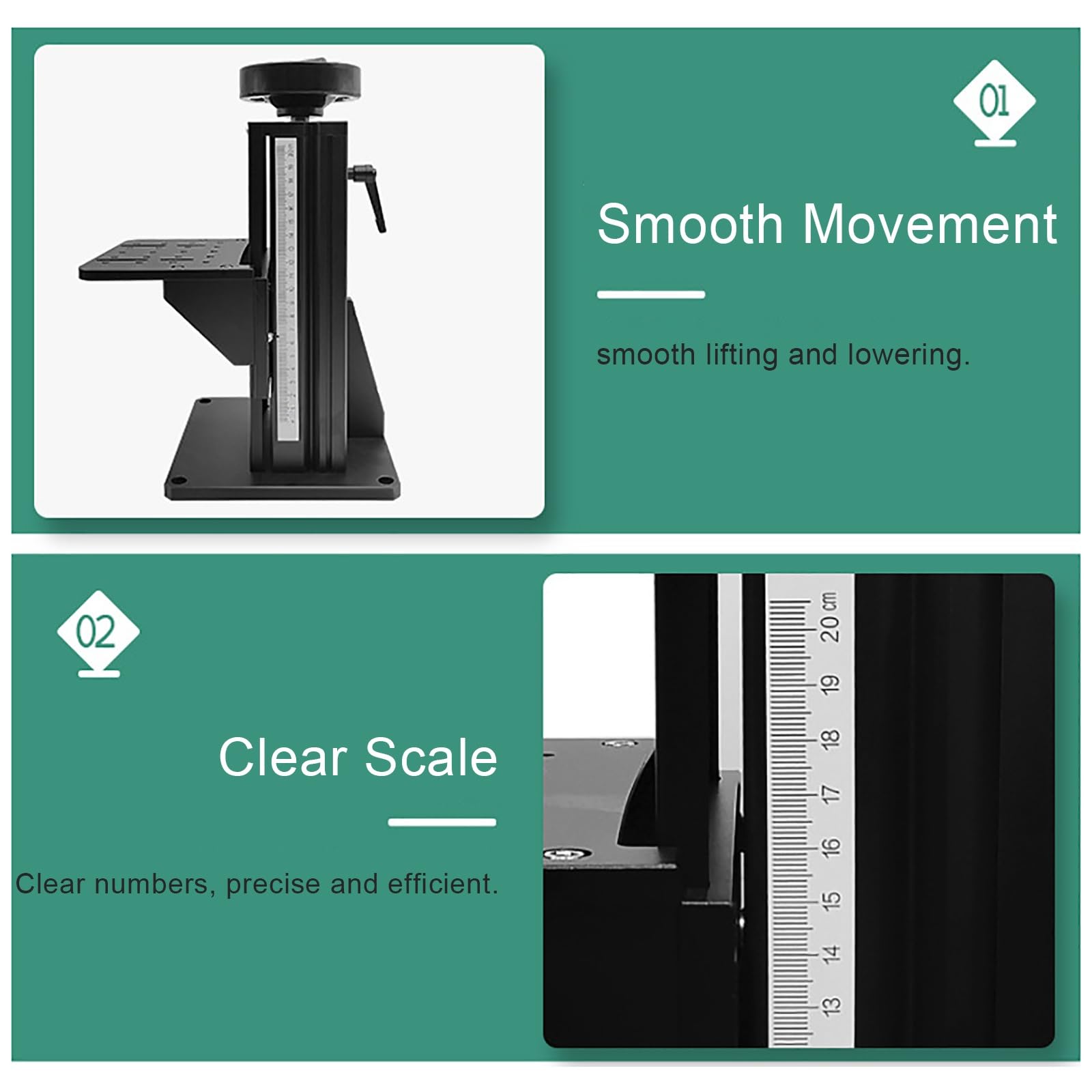Plataforma de elevación Z-Axis para experimentos ópticos, carrera ajustable con columna de tornillo tipo T de aleación de aluminio, deslizamiento de desplazamiento de 45 cm para aplicaciones de