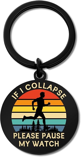 Aisity Fathers Day Gift for Runner Dad Funny Running Keychain Runner Gifts for Men Marathon Run Gift Running Accessories Cross Country Track and Field Gifts for Him Husband Boyfriend