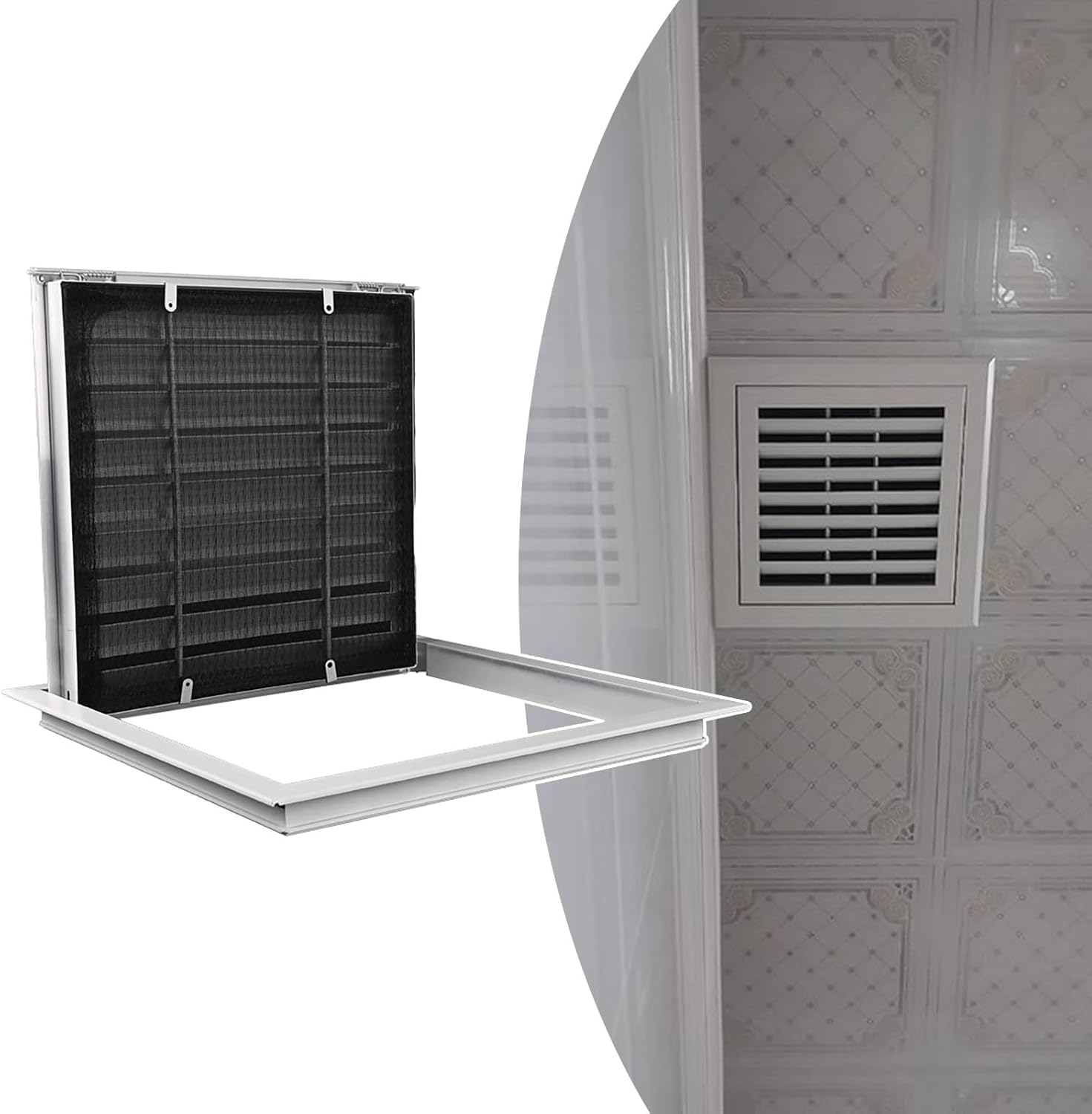 Cucce Wxh Pipe Inspection Hatch Vent Systems Access Panel For Attic Ceiling Drywall，Louvered Inspection Hatch Wall Hole Cover，Easy To Open(25X25cm(10X10in))