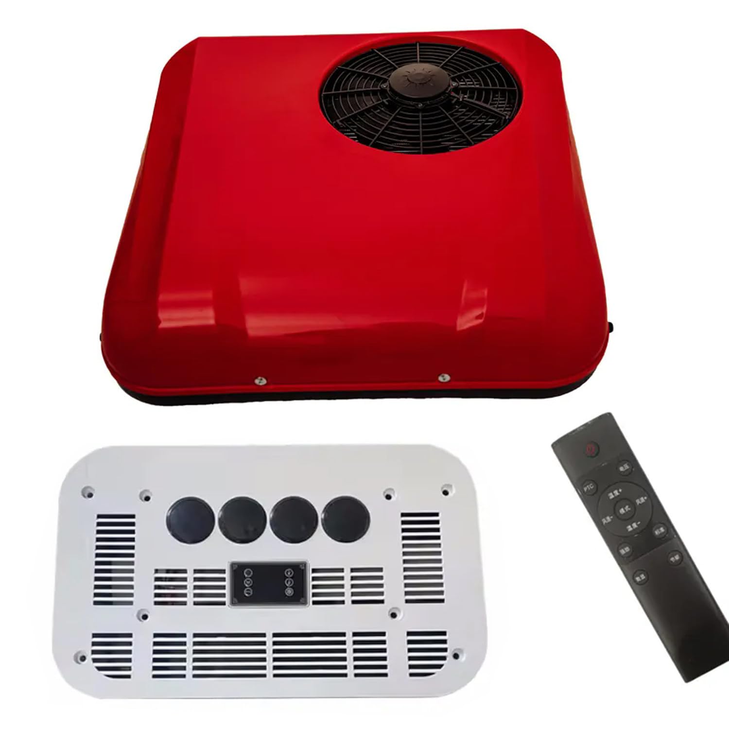 Olskfuh Red Rv Air Conditioner 12V/24V, Rooftop Split Ac With Remote Control For Light Duty Trucks, Trailers, Boats, Motorhomes, Tractors, And Caravans,-12V