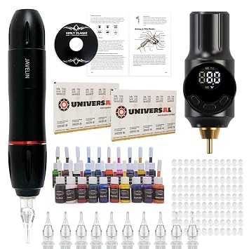 Javelin Freedom Portable Tattoo Pen Kit with 20 Truecolor Ink Set
